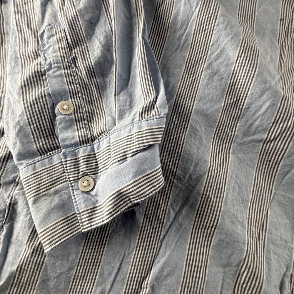 Aerie Blue White Striped Oversized Button Down Shirt XL Long Sleeve Boyfriend - Picture 2 of 7